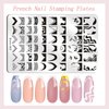 Biutee Nail Stamping Plate French Tip Nail Stamp Plate 2PCS French Line Lace Nail Stamping Kit with Nail Stamper Nail Plates Templates for Nail Art Decoration DIY