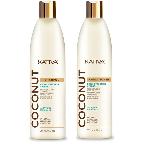 Organic Coconut Shampoo and Conditioner Pack set of 2. Reconstruction & Shine for your Hair. Sat, Sulfates and Parabenos Free Shampoo.