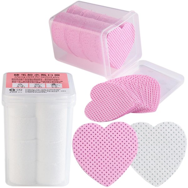 Fcozpjk 400Pcs Lint Free Nail Wipes, Heart Shape Nail Polish Remover Wipes, Pink White Non-Woven Nail Cleaning Pads, Absorbable Eyelash Extension Glue Cleaning Wipes, Nail Care Tools