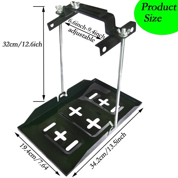 Battery Hold Down Tray Kit, Storage Battery Holder,Corrosion-Resistant Steel Adjustable Bracket Clamp for Boat, Car, Marine