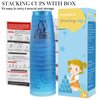 DEWEL Stacking Cup Game with 15 Stack Ways, 24pcs Cup Stacking Set, Sport Stacking Cups BPA-Free Material, Classic Family Game, Great Gift Idea for Stack Games Lover. (Blue & Green)