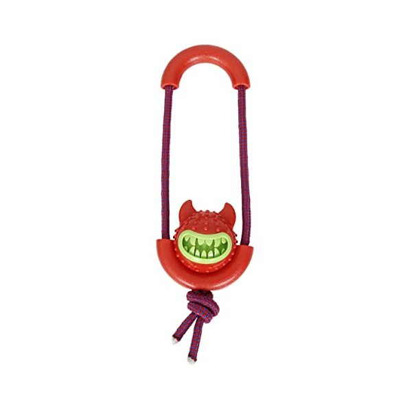 Pet Life ® Sling-Away Treat Dispensing Launcher with Natural Jute, Squeak Rubberized Dog Toy