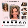 POWERASIA Hair Toppers for Women Real Human Hair Extensions with Thinning Hair No Bangs Wiglets Upgrade 3.9x4.7Inch Silk Base Clip ins Hair Pieces 150% Density Remy Hair Wig Topper #6 Light Brown