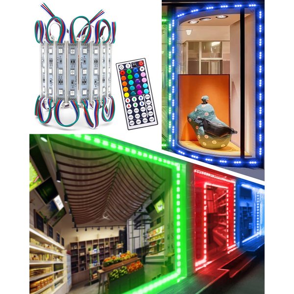 Pomelotree LED Storefront Lights for Business Waterproof Decorative Light for Advertising Letter Signs 4 Set 5050 SMD Window Strip 40ft 80 Pieces LED Module Lights