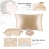 Soft Satin Eye Sleeping Mask and Pillowcase Set Satin Pillowcase and Eye Mask with Scrunchie for Girls (Beige)