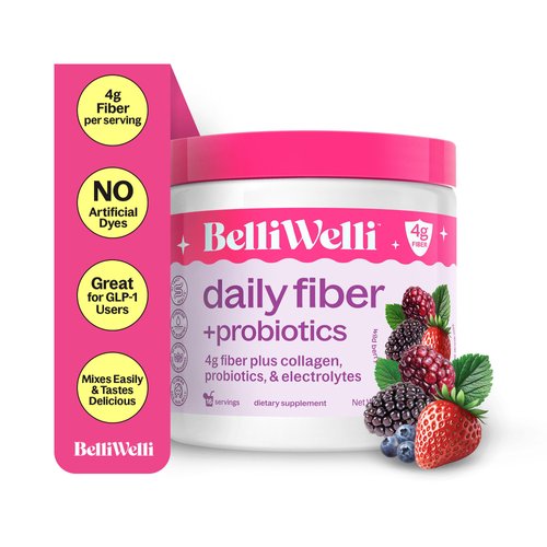 Belli Welli Fiber Supplement for Women & Men – Premium Daily Fiber Powder from Organic Acacia with Added Collagen, Electrolytes & Probiotics – No Bloat, Constipation & Gut Health Support (Wild Berry)