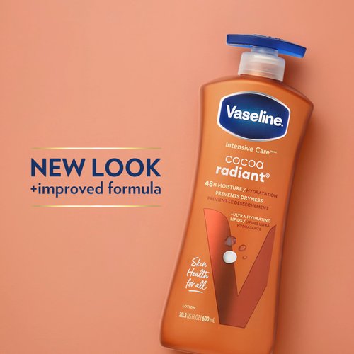 Vaseline Intensive Care Body Lotion for Dry Skin Cocoa Radiant Lotion Made with Ultra-Hydrating Lipids and Pure Cocoa Butter for a Long-Lasting, Radiant Glow 20.3 oz