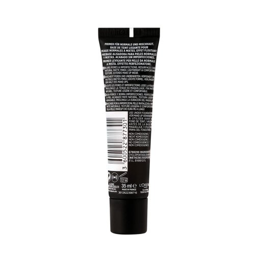 L'Oreal Paris Infallible Mattifying Primer Base, Matte Finish and Velvet-Soft Touch, Smoothes Skin, 35 ml