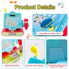 BRINJOY Cash Register for Kids with Scanner, Pretend Play Calculator Supermarket Toys w/Basket, Play Money, Credit Card, Play Drinks, Toddler Toy Register w/Microphone & Sound for Girls & Boys Ages 3+