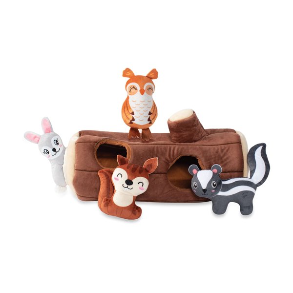 Fringe Studio Hide & Seek Burrow Plush Dog Toy Set, Branch Out(289214), Multicolor