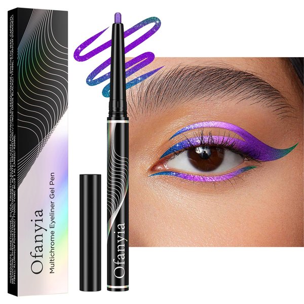 Greyghost Retractable Eyeliner Multichrome Eyeliner Pencil, Eye Liner Waterproof Smudge Proof Metallic Eyeliner Pen 24h Long-Lasting Gel Eyeliner High Pigmented Eyeliner Pencil (#4 Aurora)
