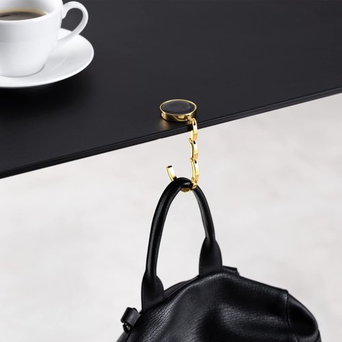 kwmobile Purse Hanger - Set of 2 Purse Hook for Table - Folding Handbag Hanger - Portable Table Bag Holder for Restaurant Bar - Gold