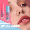 Lip Gloss Oil Set-2 Colors Hydrating Fat Oil Lip Gloss,Tinted Lip Glow Oil,Non-sticky Shiny and Vegan Lip Glaze, Glitter Crystal Jelly Lip Oil Plumping,Valentine's Day Gift for Women Girl-Set D