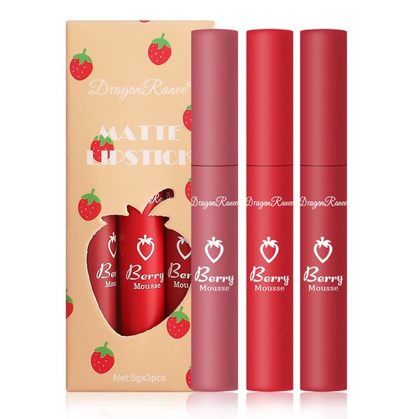 ZHISHUDL 3 Colors Matte Lip Stick Matte Nude Lipstick Set,Long Lasting Waterproof Non-Stick Cup Nude Lip Stick,Lip Stain Makeup Set for Women - Set B