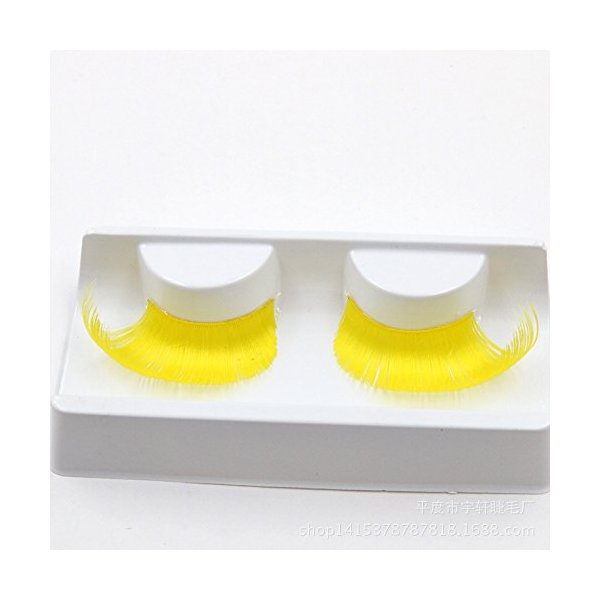 AnHua® New Sexy Fun Ladies Styles Handmade Reusable Long Thick Fancy Party Feather False Eyelashes Makeup Eye Lashes (Yellow)