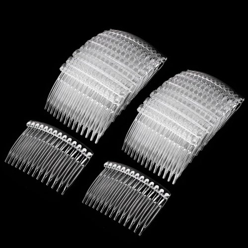 Plastic Hair Side Comb, 20 Pcs Clear Teeth Hair Combs Small Side Comb Thin Fine Hair Pins Mini Barrettes Transparent Headpiece French Twist Bun Accessories for Women Bridal Wedding Veil Decorative
