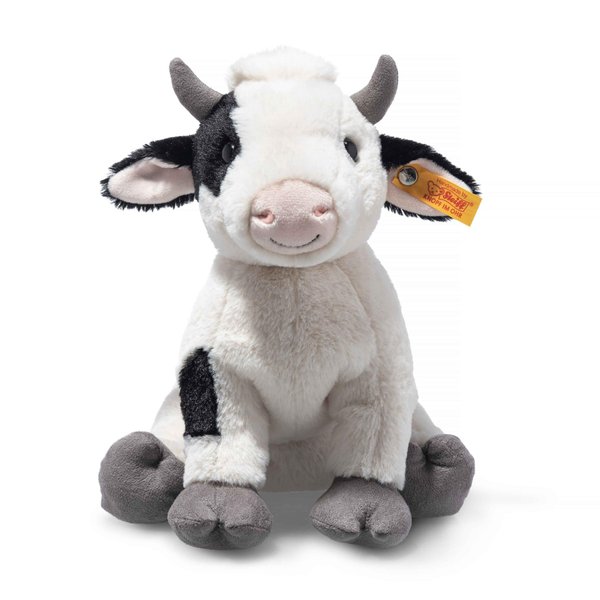 Steiff Cobb Cow Plush Toy, Plush Farm Animal, Premium Stuffed Animal Cow for Kids (Black & White, 9")