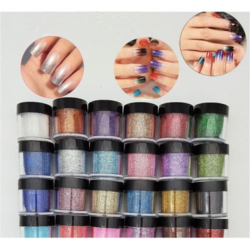 XICHEN 24 Color Glitter Powder Dust Nail Art glitter powder Tips decoration Jumbo Size