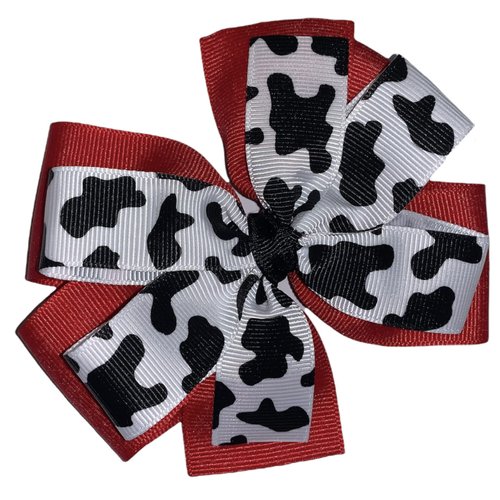 Red Dalmation or Cow Print Pinwheel Hair Bow 4"