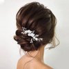 CASOLVX Wedding Pearl Hair Comb Handmade Flower Side Comb Delicate Bridal Hair Accessories for Brides and Bridesmaids with Wedding Party and Dinner