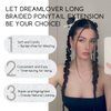 Dreamlover Long Braided Ponytail Extensions for Women, Girls Braided Pony Tail Hair Extensions with Hair Ties, Synthetic Y2K Hair Bun Extensions, Stylish Hair Extension Braids, Dark Brown, 2 Pieces