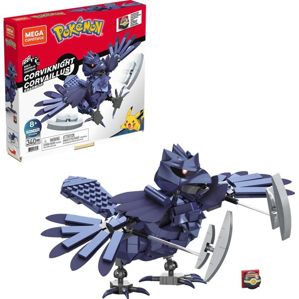 MEGA Corviknight Building Set With 340 Compatible Bricks and Pieces and Poké Ball, Toy Gift Set