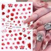 6 Sheets Flower Nail Art Stickers 3D Self-Adhesive Spring Rose Nail Decals Charming Pink Rose Floral Designs Nail Stickers for Acrylic Nail Art Red Rose Nail Art Decoration for Women Girls DIY