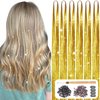 Nineibei Hair Tinsel Kit with Tools 6Pcs 1400 Strands Gold Glitter Hair Tinsel Heat Resistant Fairy Hair Sparkly Shiny Tinsel Hair Extensions for Women Girls Kids 48Inch (Gold)
