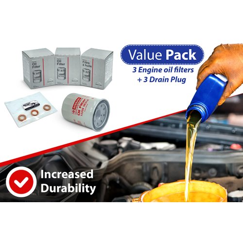 Set of 3 Genuine OEM Engine Oil Filter 15208-9E01A + Drain Plug 4STEED MOTORS 11026-JA00A compatible with Nissan Infiniti