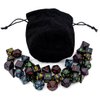 IvyFieldDice 5 Sets New Black Polyhedral Dice with Satin-Lined Velvet Bag for Dungeons and Dragons DND RPG MTG D20 D12 D10 D8 D6 D4