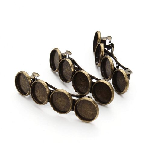 Snap Hair Clips 5 Pcs Bronze Hair Clip Round Settings Blank Hairgrip Base Trays Bobby Hair Barrette Bezel Holder For DIY Headdress Jewelry Making Accessories 12mm Metal Hair Clips