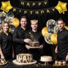 24PCS Black Gold Birthday Decorations Gifts for Men Husband Father Black Gold Happy Birthday Banner Balloons Star Foil Balloons Crown, Birthday King Cake Topper and Sash for Birthday Party Supplies