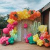 Fiesta Balloon Garland Arch Kit, Hot Pink Yellow Blue Green Orange Fiesta Balloons for Kids Boy Girl Carnival Decor Festival Party Decorations Birthday Baby Shower Party Supplies