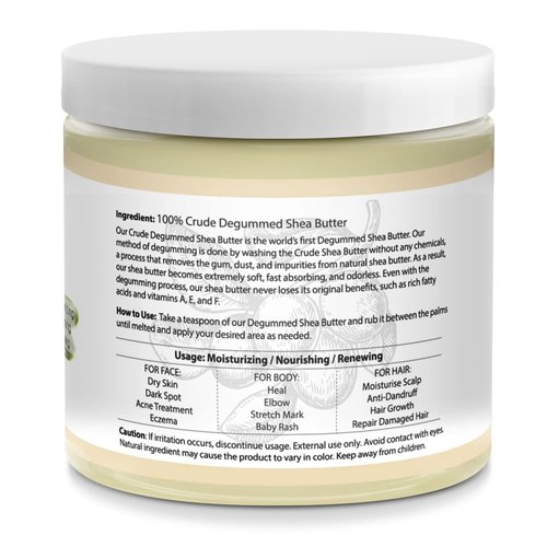 It's Pure Natural - World's First Crude Degummed African Ivory Shea Butter (16 oz) – 100% Pure & Natural Body Butter for Dry, Cracked Skin, Eczema, Stretch Marks & Anti-Aging