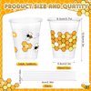 Sliner 50 Pcs Bee Party Plastic Cups with Straws 12 oz Clear Honey Bee Cups Disposable Bee Drinking Cups Bee Theme Party Favors for Home Kitchen Bee Birthday Baby Shower Party Supplies Decor