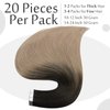 Full Shine 18 Inch Glue on Hair Extensions Off Black 1B Fading to 18 Ash Blonde Balayage Tape in Human Hair Extensions 20Pcs 50 Gram Ombre Hair Tape in Extensions Straight Hair Tape ins