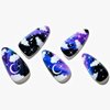 GLAMERMAID Black Press on Nails Medium Almond, Dark Purple Gothic Fake Nails Short, Acrylic Galaxy False Nail Kits with Star Design, Shimmer Stick Glue on Nails Sets, Reusable Oval Emo Nails for Women