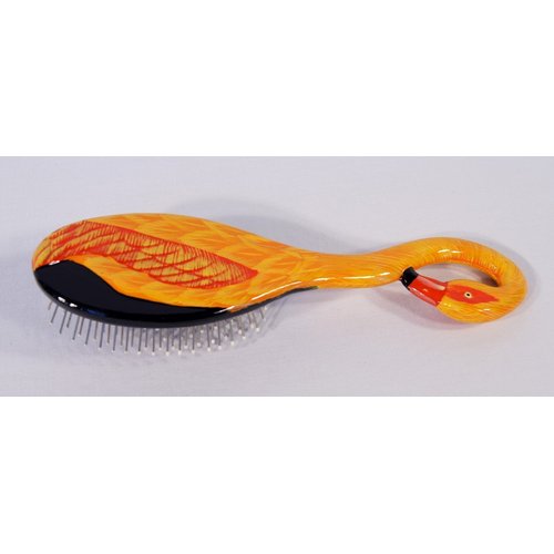 Handpainted Flamingo Bird Hair Brush Yellow
