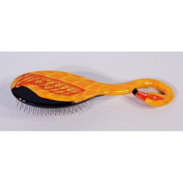 Handpainted Flamingo Bird Hair Brush Yellow