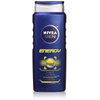 NIVEA FOR MEN 3-in-1 Body Wash Energy 16.90 oz (Pack of 4)