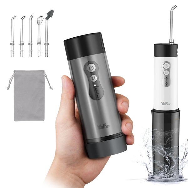 YaFex Water Dental Flosser Teeth Pick - Cordless Portable Oral Irrigator Rechargeable Collapsible Mini Irrigation Cleaner, 4 Modes, with DIY, IPX7 Waterproof Travel Floss for Teeth Cleaning