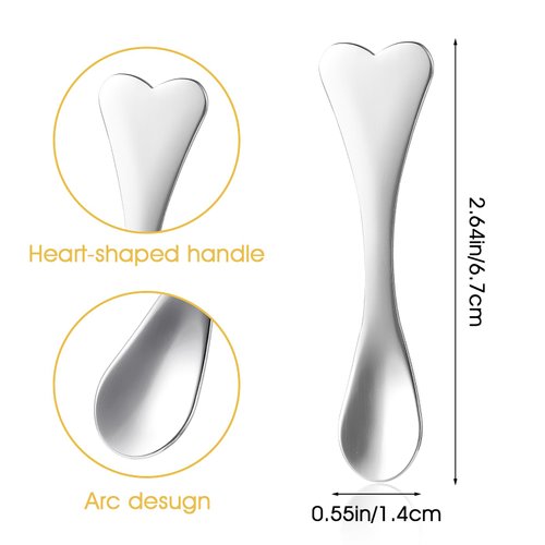 WY LIGHTING LEVEL Metal Makeup Spatula 4 Pieces Facial Massage Scoop Mini Beauty Spoons Heart-shaped Skincare Applicator Brush Reusable Cosmetic Tools for Face Mask Cream Lotions Moisturizers