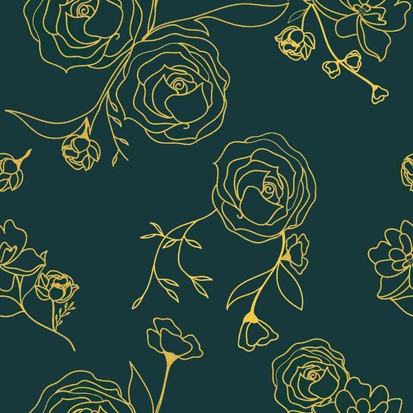 Safiyya 393"x17.3"Dark Teal Green Floral Peel and Stick Wallpaper Gold Green Contact Paper Gold Wallpaper Self Adhesive Waterproof Wallpaper Contact Paper for Walls Covering Vinyl Rolls