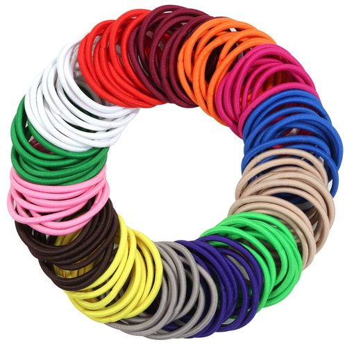 Anezus 200 Pcs Hair Ties for Women Girls Hair Elastics Hair Bands Ponytail Holders Hair Rubber Bands for Thick Straight Curly Hair, Multi-colored