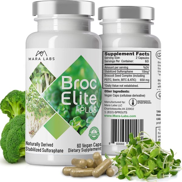 BrocElite Plus | Broccoli Supplement w/ Stabilized Sulforaphane Extract | Zero Glyphosate Residue | 60 Vegetable Capsules