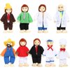 ONEST 9 Pieces Wooden Dollhouse Family Set Mini People Figures Sets Dollhouse Dolls Wooden Doll Family Pretend Play Figures Accessories for Pretend Dollhouse Toy