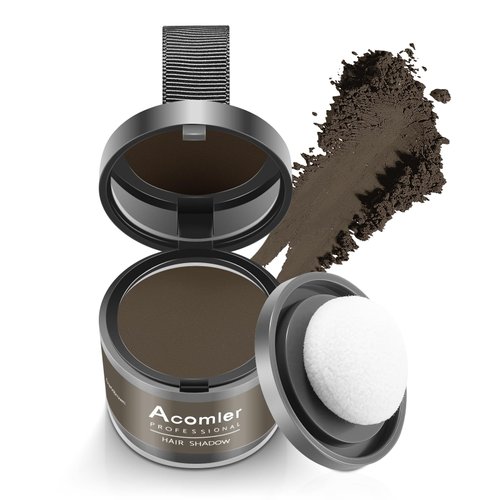 Acomler Instantly Root Cover Up Hairline Shadow Powder,Root Touch Up Hair Powder,Dark Brown for Thinning Hair, Grey Hair Coverage Hair Powder for Womem with Eyebrows,Beard Line,Bald Spots (Dark Brown)