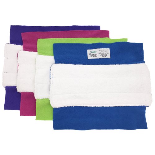 Wet Mop Pads for Sweeper - 2 Sided Fleece & Terry Cloth - Washable Reusable by Xanitize (4-Pack) (Standard, Purple, Blue, Green, Pink)