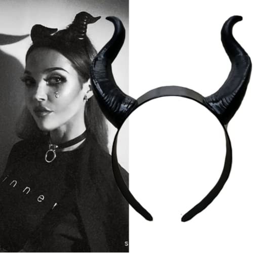 winvin Sheep Horn Floral Hair Band Gothic Headband Headwear For Halloween Christmas Cosplay Party Hair Accessories