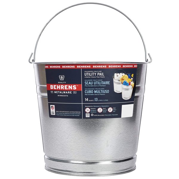 Behrens 1214GS Galvanized Steel Utility Pail, 14-Quart